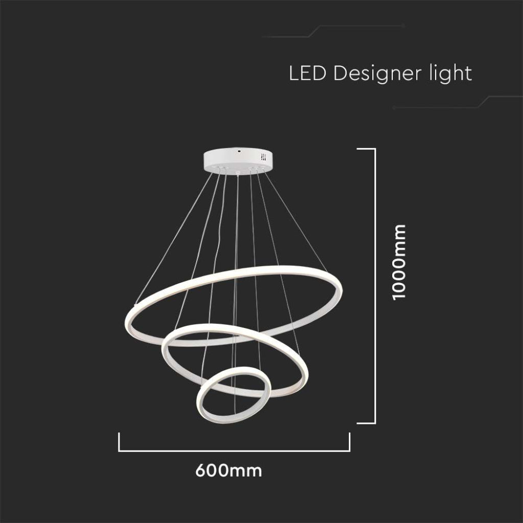 Modern LED Ring Pendant Light 32W – 3 Ring Ceiling Chandelier Black / White / Gold