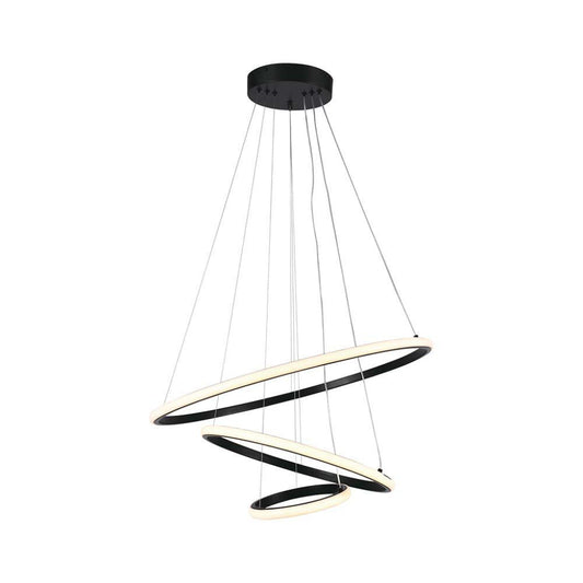 Modern LED Ring Pendant Light 32W – 3 Ring Ceiling Chandelier Black / White / Gold